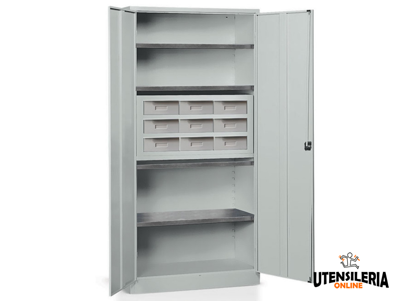 Armadio Porta Minuteria 9 Cassetti Tecnotelai 1000 X 400 X 2000mm E208G