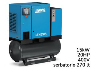 Compressore ABAC Genesis IE 15kW velocità variabile con essiccatore su serbatoio 270lt