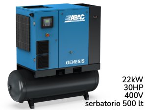 Compressore ABAC Genesis IE 22kW velocità variabile con essiccatore su serbatoio 500lt