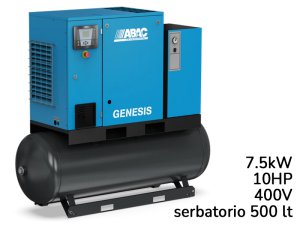 Compressore ABAC Genesis IE 7,5kW velocità variabile con essiccatore su serbatoio 500lt