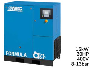 Compressore rotativo a vite ABAC Formula 15kW velocità fissa su basamento, 8-13 bar