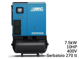 Compressore rotativo a vite ABAC Genesis I 7.5kW velocità variabile su serbatoio 270lt
