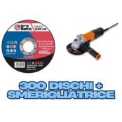 Dischi da taglio per acciaio spessore 1,6mm (300pz)+ Smerigliatrice 1956 115-750W