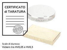 Certificato di taratura ACCREDIA blocchi di durezza scala Vickers tra HV0.05 e HV0.5