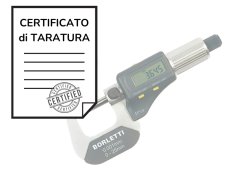 Certificato di taratura ACCREDIA micrometri per esterni digitali 0-25mm