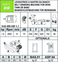 Levigatrice da banco a nastro orientabile 100x1000mm, 1,1kW 400V