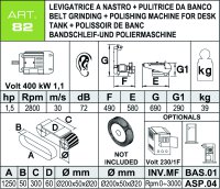 Levigatrice da banco a nastro 50x1250mm Aceti con pulitrice, 1,1kW 400V