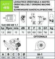 Levigatrice a nastro orientabile 100x1000mm, 1,1kW 400V