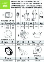 Levigatrice telescopica a nastro orientabile con smussatrice, 1,9kW 400V