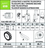 Levigatrice telescopica Aceti a nastro orientabile, 2,2kW 400V