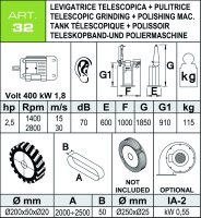 Levigatrice a nastro telescopico orientabile Aceti con pulitrice, 1,9kW 400V