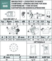 Smussatrice da banco Aceti con inserti widia e unità levigatrice 50x1250mm