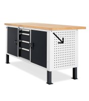 Banco da lavoro portautensili WORK MASTER BR2007 con piano in legno 200cm