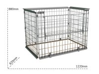 Contenitore in rete metallica Barbero CP160 per pallet 1200x1000mm, portata 800Kg