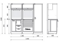 Arredo modulare per officina Beta RSC50 C 2095x690x2000mm con modulo di servizio