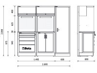 Arredo modulare per officina Beta RSC50 D 2095x690x2000mm con cassettiera e armadi