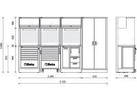 Arredo modulare per officina Beta RSC50 F 3155x690x2000mm con modulo di servizio