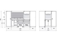 Arredo modulare per officina Beta RSC50 L 3530x2040x2000 mm con avvolgitubo e avvolgicavo