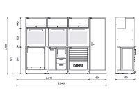 Arredo modulare per officina Beta RSC50 M 2840x690x2000mm con modulo di distribuzione olio