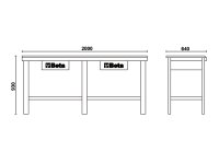 Banco di lavoro Beta C56 2000x640x930 mm in acciaio con 2 cassetti, portata 1200Kg