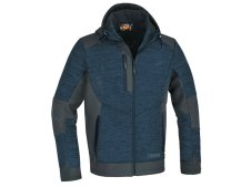 Felpa tecnica in pile Beta 7637B Blu con inserti in tessuto softshell e cappuccio (tg. XS-3XL)