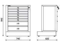 Modulo fisso Beta RSC50 M8 da incasso con 8 cassetti per arredo officina