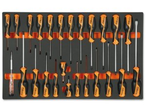 Assortimento 25 giraviti Grip ad impronta mista Beta M195 in termoformato morbido EVA