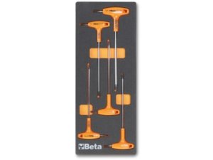 Assortimento 5 chiavi maschio con impugnatura per viti Torx Beta M55 in termoformato morbido EVA