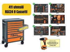 Carrello Beta RSC24 8 cassetti + 411 utensili Industria antiribaltamento + Trapano avvitatore