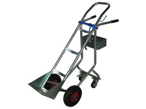 Carrello portabombole monoposto a 4 ruote Carvel con pala di carico e cassetta, portata 150Kg