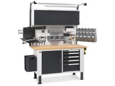 Banco da lavoro regolabile Fami MASTERBR1509 150cm con armadi, cassettiera e 3 Ergo Work