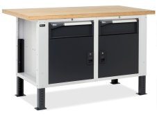 Banco da lavoro regolabile Fami Master BR 150cm piano in legno e 2 armadi con cassetto e porta