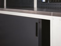 Arredo modulare Fami GARAGE052 piano gommato, cassettiera e armadio ante scorrevoli, 2040mm