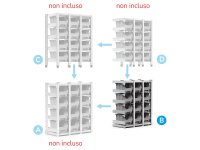 Scaffalatura aggiuntiva laterale Fami ST0902, attacco a struttura ST0901 con 12 contenitori misura 3