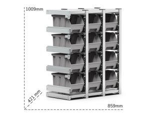 Scaffalatura aggiuntiva laterale Fami ST0902, attacco a struttura ST0901 con 12 contenitori misura 3