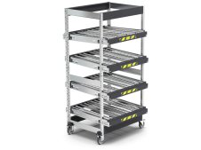 Scaffale dinamico a rulli Fami Kanban FIFO ST1103 1118x1009x2164mm a 4 telai inclinati con ruote