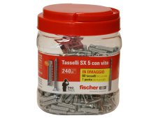 Tasselli Fischer SX-S in nylon con vite truciolare in barattolo (120pz)