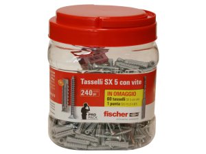Tasselli Fischer SX-S in nylon con vite truciolare in barattolo (120pz)