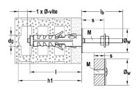 Tassello Fischer in nylon SB 12/5 con vite doppia M5 (50pz)