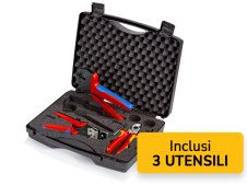 Knipex set 3 utensili per il fotovoltaico con crimpatrice, cesoia e spelacavi 1,5-6mm² in valigetta