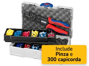 Knipex cassetta con pinza crimpatrice multifunzione ed assortimento 300 capicorda