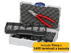 Knipex cassetta con pinza crimpatrice ed assortimento 1400 terminali a bussola non isolati