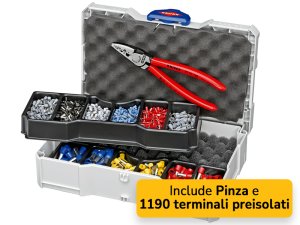 Knipex cassetta con pinza crimpatrice ed assortimento 1190 terminali a bussola preisolati