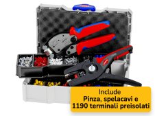 Knipex cassetta con pinza Twistor16, spelatrice PreciStrip16 e 1190 terminali a bussola preisolati