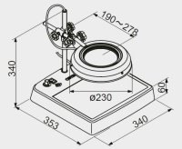 Lente di ingrandimento a LED con regolazione 2x base 353x340mm