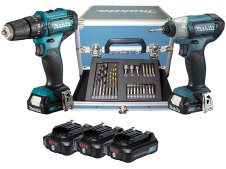 Kit 12Vmax Makita Trapano HP333D + Avvitatore TD110D con 3 batterie, valigetta ed inserti