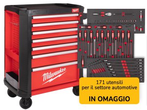 Carrello portautensili Milwaukee SRC30 a 7 cassetti con 171 utensili per l'automotive