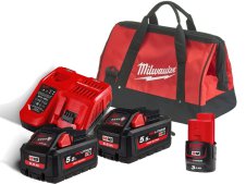 Energy Pack Milwaukee 2 batterie M18 5.5Ah +caricabatterie+batteria M12+borsa OMAGGIO