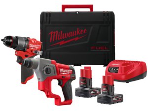 Kit Milwaukee 12V Trapano FPD2 + Tassellatore CH con 2 batterie e caricabatterie