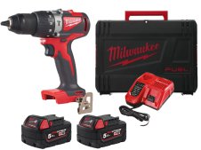 Trapano con percussione Milwaukee M18 BLPD2 con 2 batterie, caricabatterie e valigetta